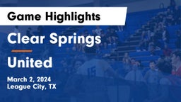 Clear Springs  vs United  Game Highlights - March 2, 2024