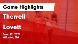 Therrell  vs Lovett  Game Highlights - Jan. 12, 2021