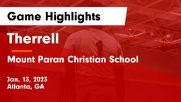 Therrell  vs Mount Paran Christian School Game Highlights - Jan. 13, 2023