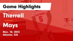 Therrell  vs Mays  Game Highlights - Nov. 18, 2023