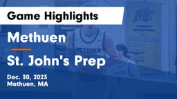 Methuen  vs St. John's Prep Game Highlights - Dec. 30, 2023