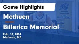 Methuen  vs Billerica Memorial  Game Highlights - Feb. 16, 2024