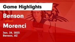 Benson  vs Morenci Game Highlights - Jan. 24, 2023