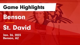 Benson  vs St. David Game Highlights - Jan. 26, 2023