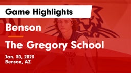Benson  vs The Gregory School Game Highlights - Jan. 30, 2023