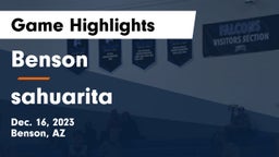 Benson  vs sahuarita Game Highlights - Dec. 16, 2023