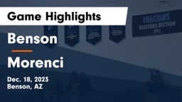 Benson  vs Morenci  Game Highlights - Dec. 18, 2023