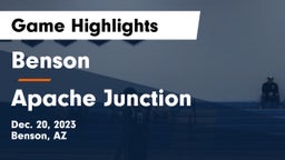 Benson  vs Apache Junction  Game Highlights - Dec. 20, 2023