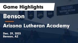 Benson  vs Arizona Lutheran Academy  Game Highlights - Dec. 29, 2023