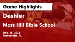 Deshler  vs Mars Hill Bible School Game Highlights - Dec. 18, 2023
