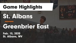 St. Albans  vs Greenbrier East  Game Highlights - Feb. 15, 2020
