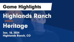 Highlands Ranch  vs Heritage  Game Highlights - Jan. 18, 2024