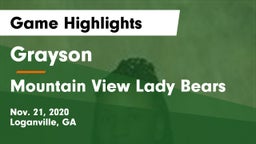 Grayson  vs Mountain View Lady Bears Game Highlights - Nov. 21, 2020