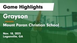 Grayson  vs Mount Paran Christian School Game Highlights - Nov. 18, 2023
