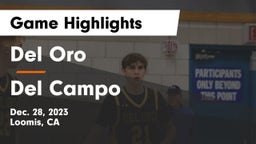 Del Oro  vs Del Campo  Game Highlights - Dec. 28, 2023