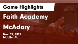 Faith Academy  vs McAdory  Game Highlights - Nov. 29, 2021