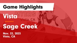 Vista  vs Sage Creek  Game Highlights - Nov. 22, 2023