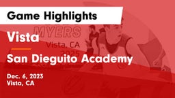 Vista  vs San Dieguito Academy  Game Highlights - Dec. 6, 2023