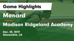 Menard  vs Madison Ridgeland Academy Game Highlights - Dec. 28, 2019