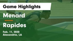 Menard  vs Rapides  Game Highlights - Feb. 11, 2020