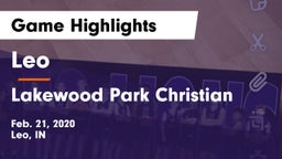 Leo  vs Lakewood Park Christian  Game Highlights - Feb. 21, 2020