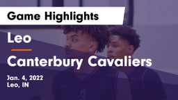 Leo  vs Canterbury Cavaliers Game Highlights - Jan. 4, 2022