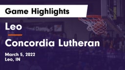 Leo  vs Concordia Lutheran  Game Highlights - March 5, 2022