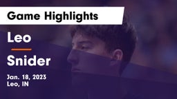 Leo  vs Snider  Game Highlights - Jan. 18, 2023