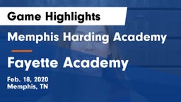 Memphis Harding Academy vs Fayette Academy  Game Highlights - Feb. 18, 2020