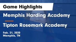Memphis Harding Academy vs Tipton Rosemark Academy Game Highlights - Feb. 21, 2020
