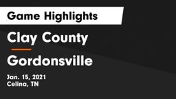 Clay County vs Gordonsville  Game Highlights - Jan. 15, 2021