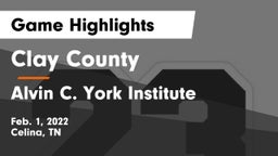 Clay County  vs Alvin C. York Institute Game Highlights - Feb. 1, 2022