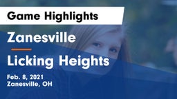 Zanesville  vs Licking Heights  Game Highlights - Feb. 8, 2021