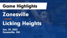 Zanesville  vs Licking Heights  Game Highlights - Jan. 29, 2022