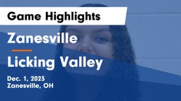 Zanesville  vs Licking Valley  Game Highlights - Dec. 1, 2023