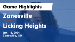 Zanesville  vs Licking Heights  Game Highlights - Jan. 12, 2024
