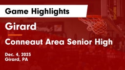 Girard  vs Conneaut Area Senior High Game Highlights - Dec. 4, 2023