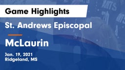 St. Andrews Episcopal  vs McLaurin   Game Highlights - Jan. 19, 2021