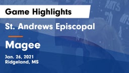 St. Andrews Episcopal  vs Magee  Game Highlights - Jan. 26, 2021