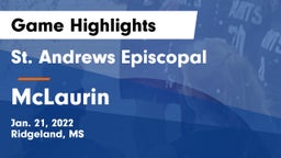 St. Andrews Episcopal  vs McLaurin  Game Highlights - Jan. 21, 2022