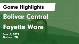 Bolivar Central  vs Fayette Ware  Game Highlights - Jan. 5, 2021