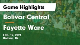 Bolivar Central  vs Fayette Ware  Game Highlights - Feb. 19, 2024