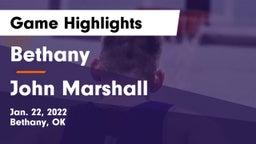 Bethany  vs John Marshall  Game Highlights - Jan. 22, 2022