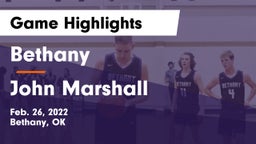 Bethany  vs John Marshall  Game Highlights - Feb. 26, 2022