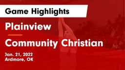 Plainview  vs Community Christian  Game Highlights - Jan. 21, 2022
