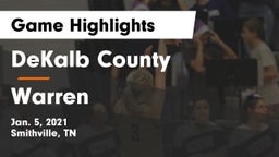 DeKalb County  vs Warren Game Highlights - Jan. 5, 2021