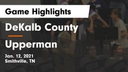 DeKalb County  vs Upperman  Game Highlights - Jan. 12, 2021