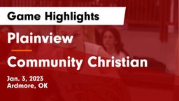 Plainview  vs Community Christian  Game Highlights - Jan. 3, 2023