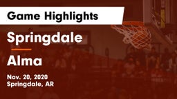 Springdale  vs Alma  Game Highlights - Nov. 20, 2020