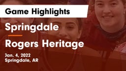 Springdale  vs Rogers Heritage  Game Highlights - Jan. 4, 2022